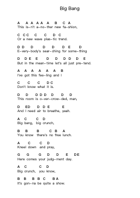 Big Bang Piano letter notes by Bad Religion - Arr.Lawwald