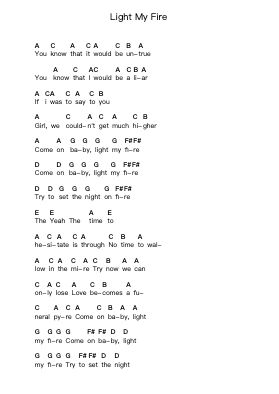 Light My Fire Piano letter notes by The Doors - Arr.Brookjoy