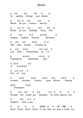 Boom Piano letter notes by System Of A Down - Arr.Feltrid