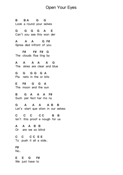 Open Your Eyes Piano letter notes by Maher Zain - Arr.Haycah Touthale