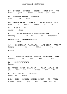 Enchanted Nightmare Piano letter notes by Deicide - Arr.Blithephne