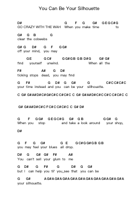 You Can Be Your Silhouette Piano letter notes by King Gizzard & The Lizard Wizard - Arr.Turdrea