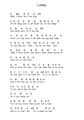 Lullaby Piano letter notes by Nickelback - Arr.Gemcol Nemott