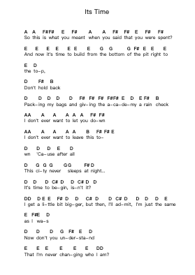 Its Time Piano letter notes by Imagine Dragons - Arr.Sanhan Eipscius