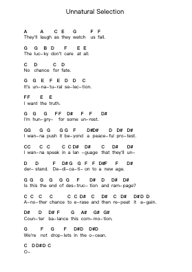 Unnatural Selection Piano letter notes by Muse - Arr.Jecie Youngjean