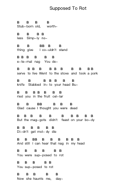 Supposed To Rot Piano letter notes by Entombed - Arr.Dywalsh Barster