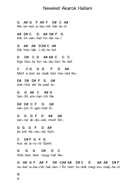 Neveket Akarok Hallani Piano letter notes by Karpatia - Arr.Pehall