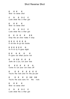 Shot Reverse Shot Catatan huruf piano oleh Jack Johnson - Arr.Haletra Kimstone
