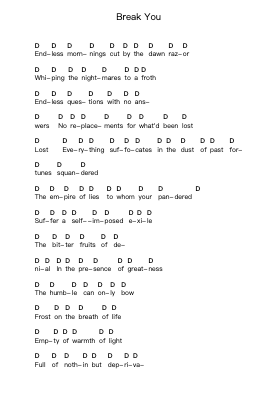 Break You Piano letter notes by Lamb of God - Arr.Stechill Argale