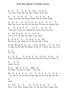 Kiss Me Where It Smells Funny 鋼琴字母譜由 Bloodhound Gang - 編曲 Blajeames Yulewood