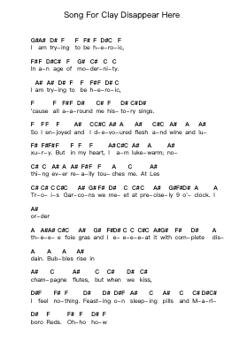 Song For Clay Disappear Here Piano letter notes by Bloc Party - Arr.Elfaithe