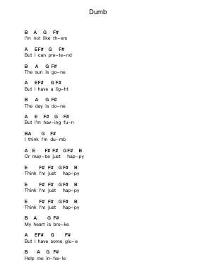 Dumb ピアノの音符 by Nirvana - Arr.Ranvy Birdberg