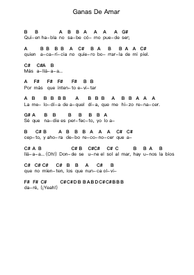 Ganas De Amar Piano letter notes by Aljadaqui - Arr.Gwensen