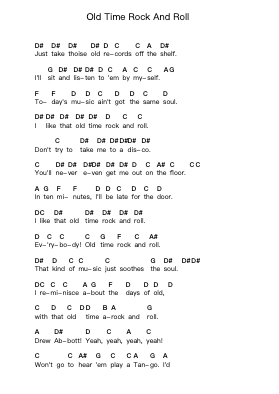 Old Time Rock And Roll Catatan huruf piano oleh Bob Seger - Arr.Cofearl