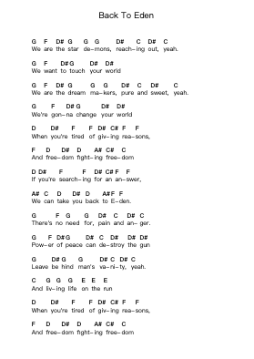 Back To Eden Ноты для пиано в буквенном формате от Black Sabbath - Arr.Herloyd