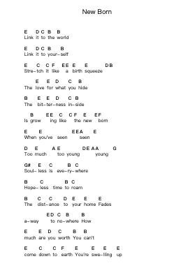 New Born Ghi chú đàn piano bởi Muse - Arr.Sumia
