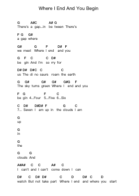 Where I End And You Begin Piano letter notes by Radiohead - Arr.Gwensen