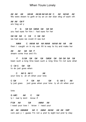 When Youre Lonely Piano letter notes by Boys (Australia) - Arr.Hudcie Rhoclark