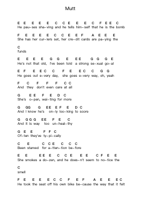 Mutt Piano letter notes by Blink-182 - Arr.Stanthy