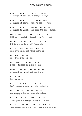 New Dawn Fades Piano letter notes by Joy Division - Arr.Rhysboyce