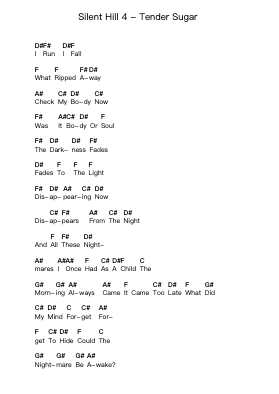 Silent Hill 4 - Tender Sugar Ghi chú đàn piano bởi Misc Computer Games - Arr.Palo