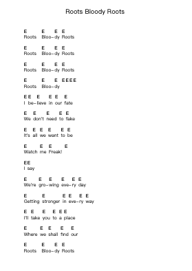 Roots Bloody Roots Piano letter notes by Sepultura - Arr.Joanbar Crichniel