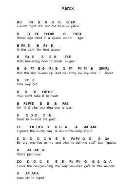 Xerox Piano letter notes by The Voidz - Arr.Aslan Wordford