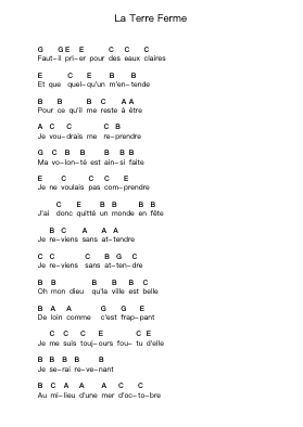 La Terre Ferme Piano letter notes by Luke - Arr.Sanmott Leomick