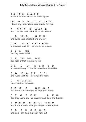 My Mistakes Were Made For You 钢琴字母谱由 The Last Shadow Puppets - 编曲 Blajeames Yulewood