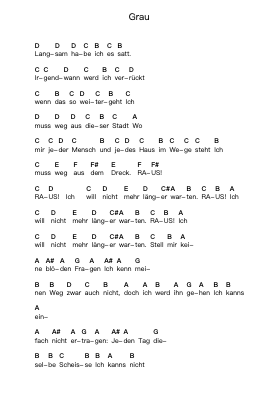 Grau Piano letter notes by Die Ärzte - Arr.Bystrong