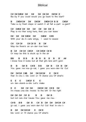 Biblical Piano letter notes by Biffy Clyro - Arr.Garfer Adexe