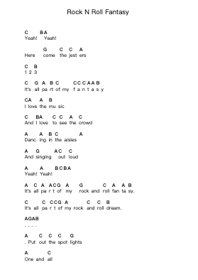 Rock N Roll Fantasy Piano letter notes by Bad Company - Arr.Evejob