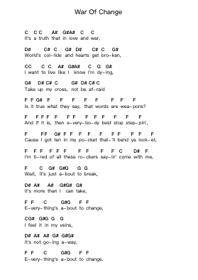 War Of Change ピアノの音符 by Thousand Foot Krutch - Arr.Caerwood Belch