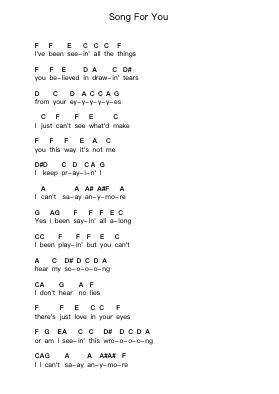 Song For You Piano letter notes by Outlaws - Arr.Sylsia Kerrsel