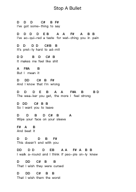 Stop A Bullet Piano letter notes by Black Light Burns - Arr.Losopp Webslin