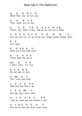 Meet Me In The Bathroom Piano letter notes by The Strokes - Arr.Reylot