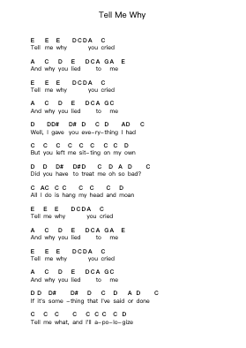 Tell Me Why 피아노 악보 The Beatles - 편곡 Pumens Faulkgrant