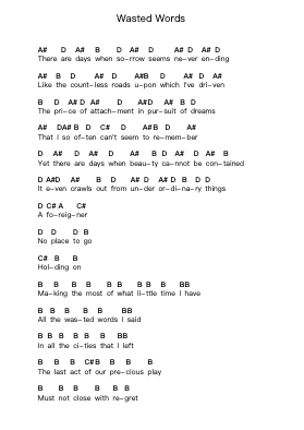 Wasted Words Piano letter notes by As I Lay Dying - Arr.Gwenje Cookmike