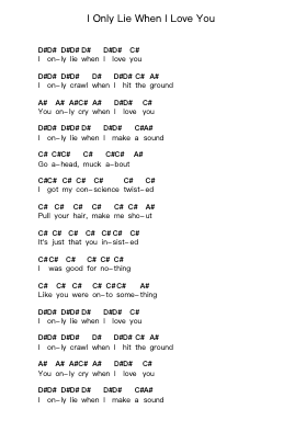 I Only Lie When I Love You Piano letter notes by Royal Blood - Arr.Blybohm