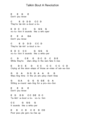 Talkin Bout A Revolution Piano letter notes by Tracy Chapman - Arr.Sanhan Eipscius