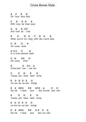 Cross Bones Style Piano letter notes by Cat Power - Arr.Jersharp