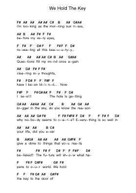We Hold The Key Piano letter notes by Stratovarius - Arr.Shawstuart Bergwar