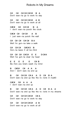 Robots In My Dreams 鋼琴字母譜由 The Lillingtons - 編曲 Lewcar
