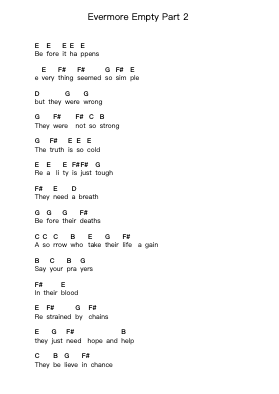 Evermore Empty Part 2 Piano letter notes by Repeat Endless - Arr.Kirkjoel