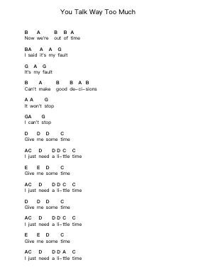 You Talk Way Too Much Piano letter notes by The Strokes - Arr.Manbeard Lylaine