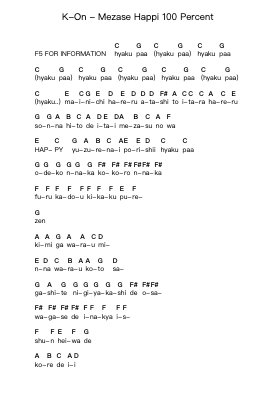 K-On - Mezase Happi 100 Percent Piano letter noten van Misc Cartoons - Arr.Sanprice