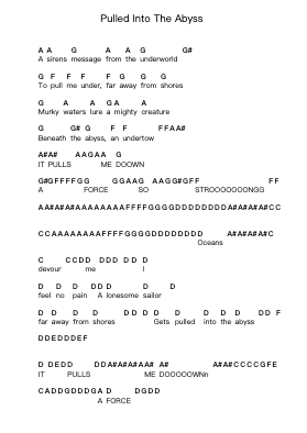 Pulled Into The Abyss Piano letter notes by Vendetta - Arr.Sherkes Dofrank