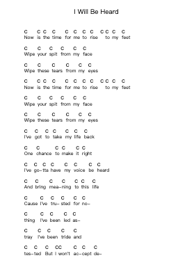 I Will Be Heard Note letterarie per pianoforte di Hatebreed - Arr.Hosy