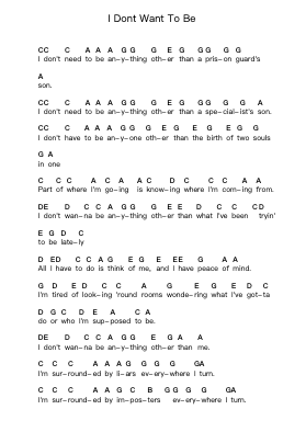 I Dont Want To Be Piano letter notes by Gavin DeGraw - Arr.Shawqe Bryy