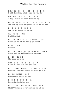 Waiting For The Rapture ピアノの音符 by Oasis - Arr.Egger Daveky